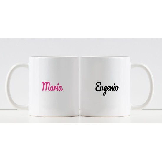 Tazze per coppia di innamorati King e Queen personalizzate con nomi