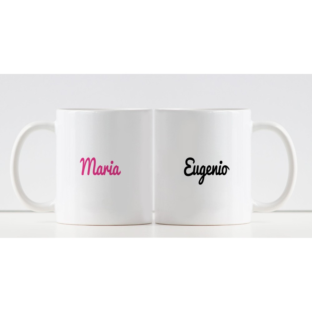 Tazze per coppia di innamorati King e Queen personalizzate con nomi