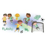 Borraccia motivo calcio per bambini personalizzata con calciatori e nome bambino