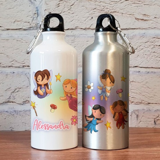 Borraccia per bambine personalizzata con fatine e nome della bambina