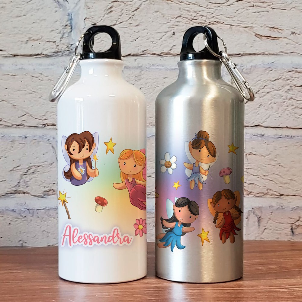 Borraccia per bambine personalizzata con fatine e nome della bambina