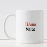 Tazza personalizzata per gli innamorati con disegno chiave, frase d'amore e nome