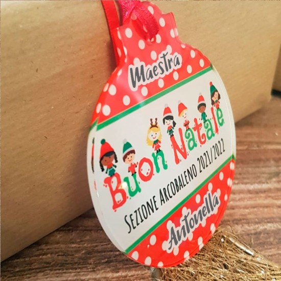 Pallina di Natale (forma sfera) in plexiglass personalizzato per tutto il personale scolastico