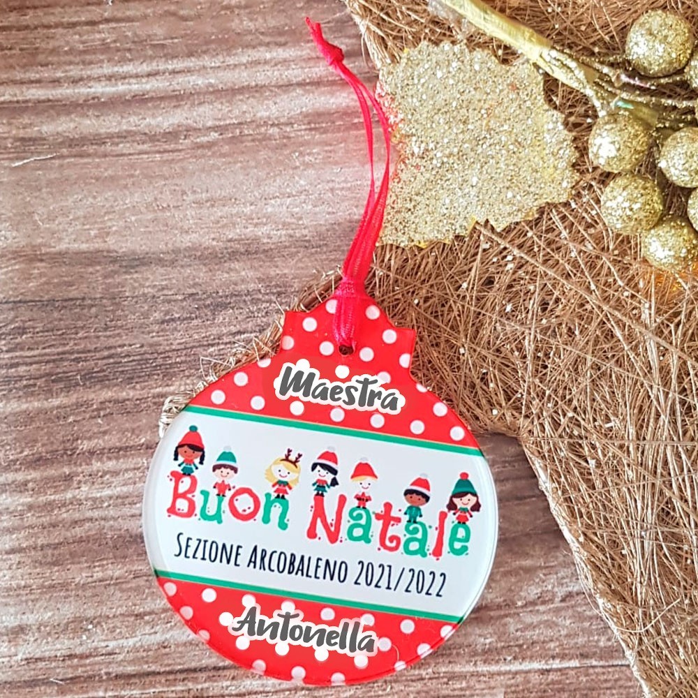 Pallina di Natale (forma sfera) in plexiglass personalizzato per tutto il personale scolastico