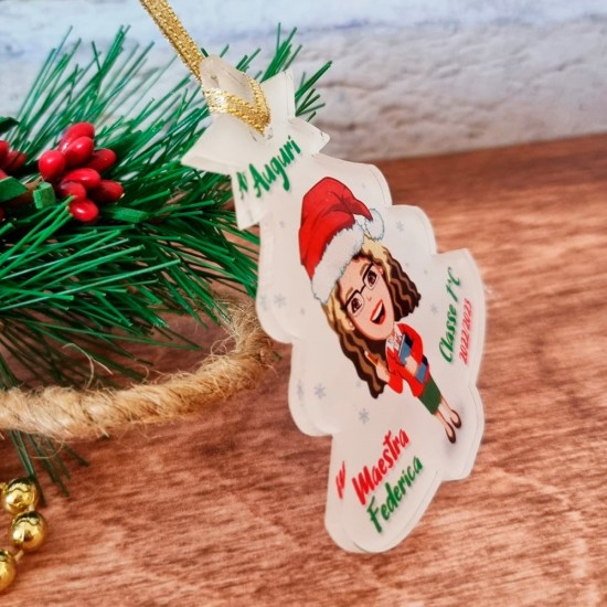 Addobbo natalizio albero regalo per Natale per la maestra con avatar maestra completamente personalizzabile