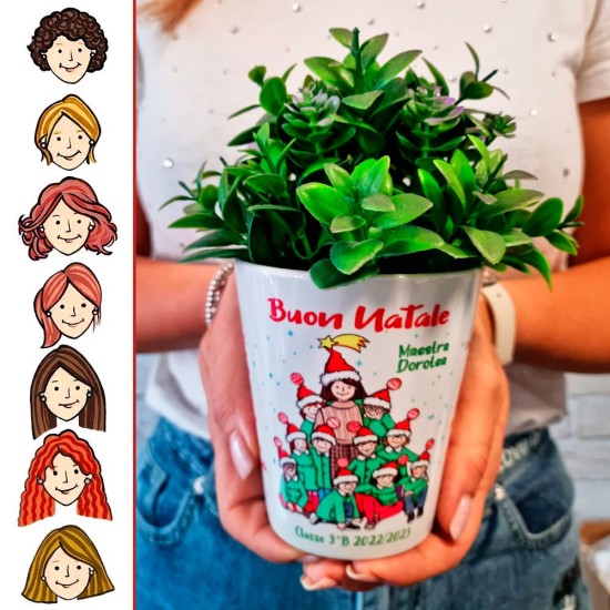 Vasetto natalizio con la maestra personalizzabile e nomi bambini