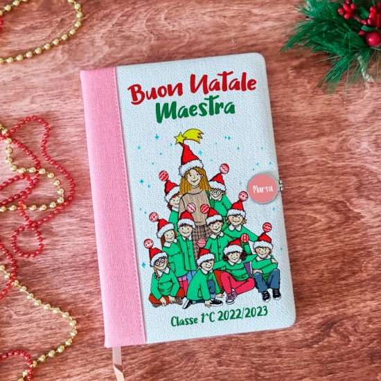 Taccuino regalo per Natale, con la maestra personalizzabile, nome e classe