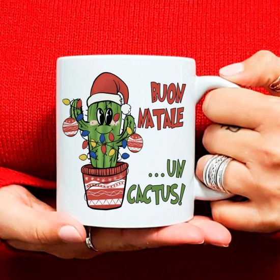 Tazza buon Natale un cactus e nome