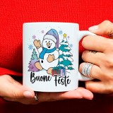 Tazza di Natale personalizzata con pupazzo di neve e nome o piccola dedica sul retro