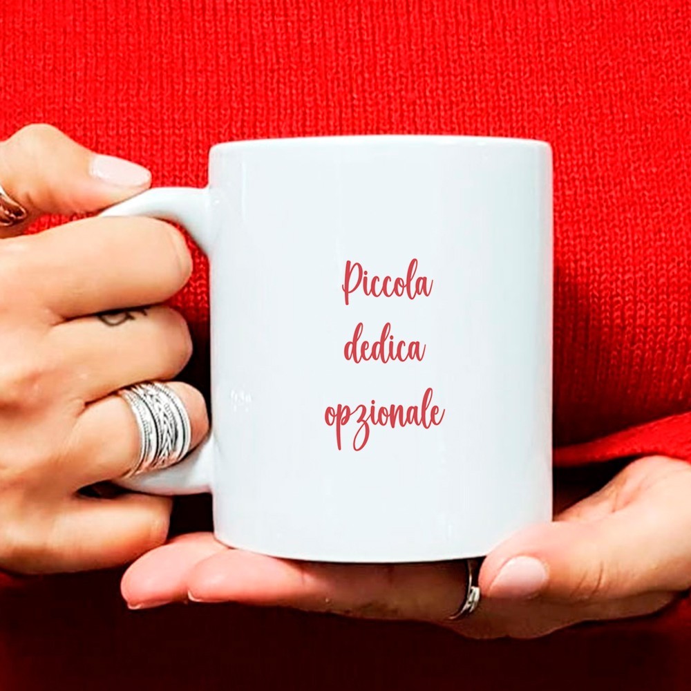 Tazza regalo per Natale personalizzata renna, nome e piccola dedica sul retro