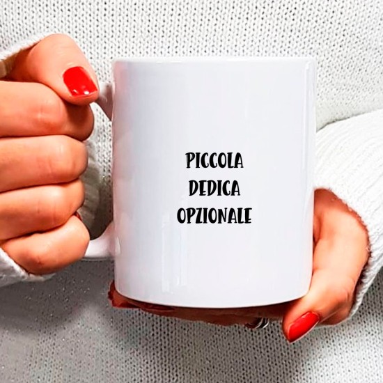 Divertente tazza regalo di Natale "Auguri a te e famiglia" con nome o dedica sul retro