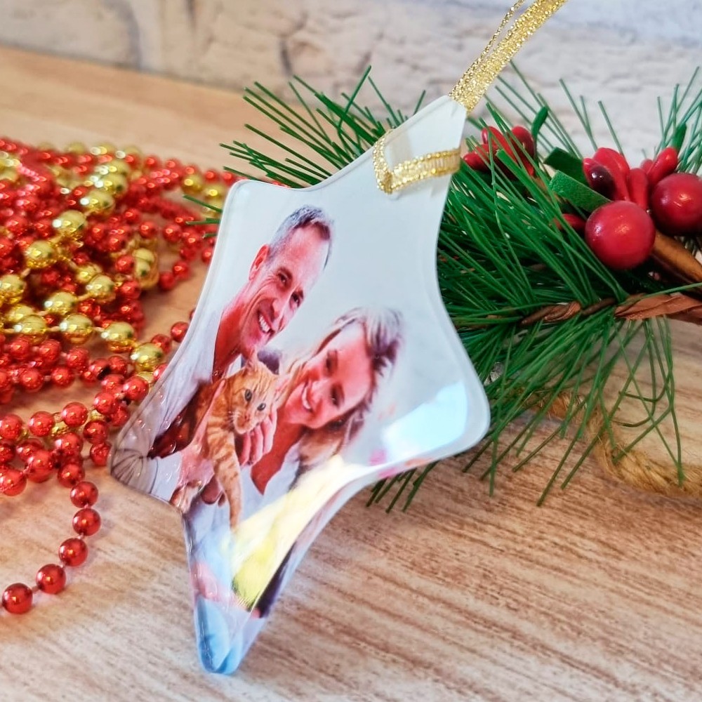 Addobbo natalizio stella in plexiglass personalizzato con foto