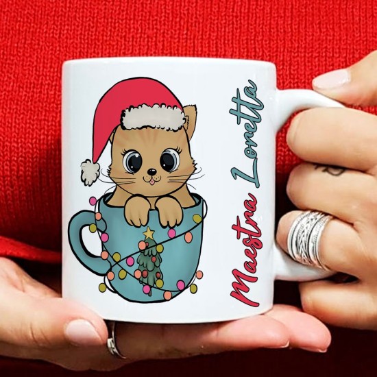 Tazza regalo di Natale per la maestra personalizzata con nomi di tutti i bambini