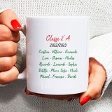 Tazza regalo di Natale per la maestra personalizzata con renna e nomi di tutti i bambini