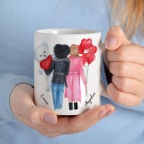 Tazza regalo LGBT personalizzata con 2 ragazze avatar con scelta della pettinatura e colore capelli