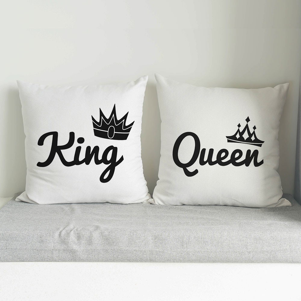 Cuscini per coppia personalizzati con scritte King e Queen