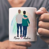 Tazza regalo LGBT personalizzata con due ragazzi avatar