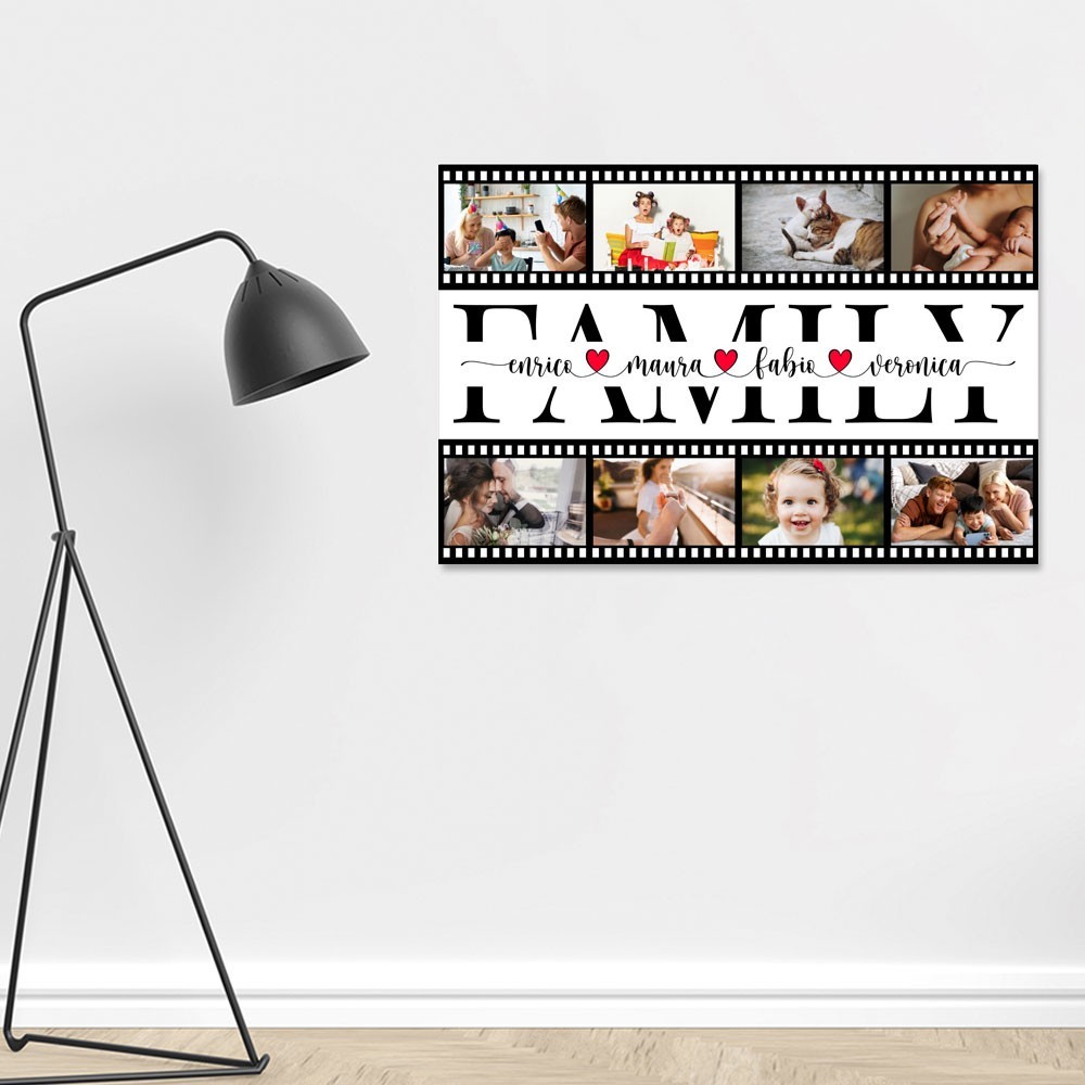 Quadro FAMILY personalizzato con foto e nomi, regalo per famiglia