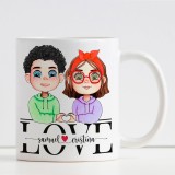 Tazza con coppia innamorati avatar completamente personalizzabile. Regalo per San Valentino, anniversario o occasione speciale