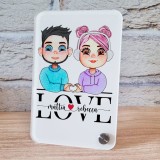Targa in plexiglass con innamorati avatar personalizzabile. Regalo per San Valentino, anniversario o occasione speciale