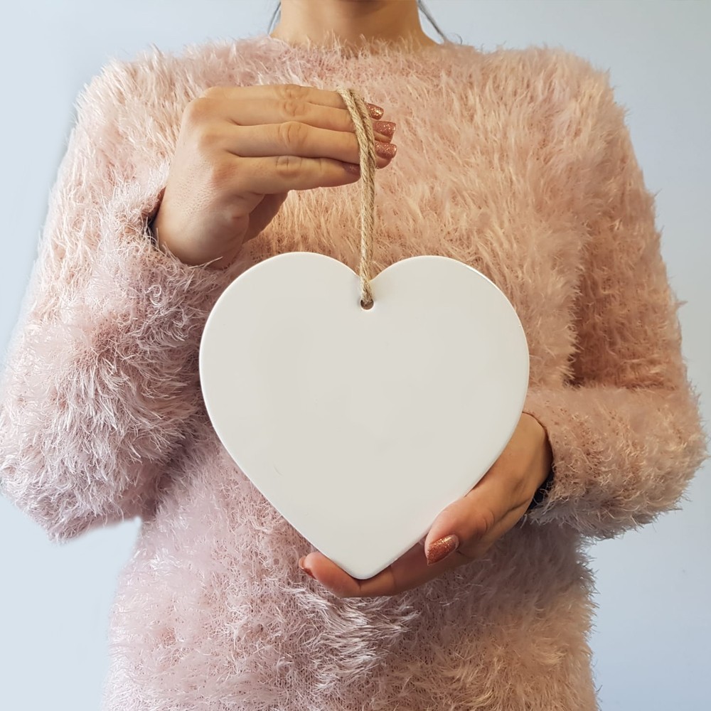 Cuore in ceramica personalizzato con foto e testo