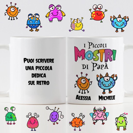 Tazza regalo per la festa del papà con scelta dei piccoli mostri