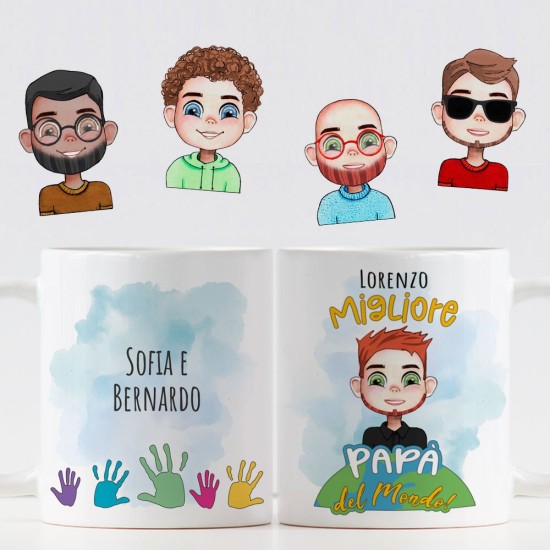 Tazza regalo per la festa del papà con personaggio avatar completamente personalizzabile