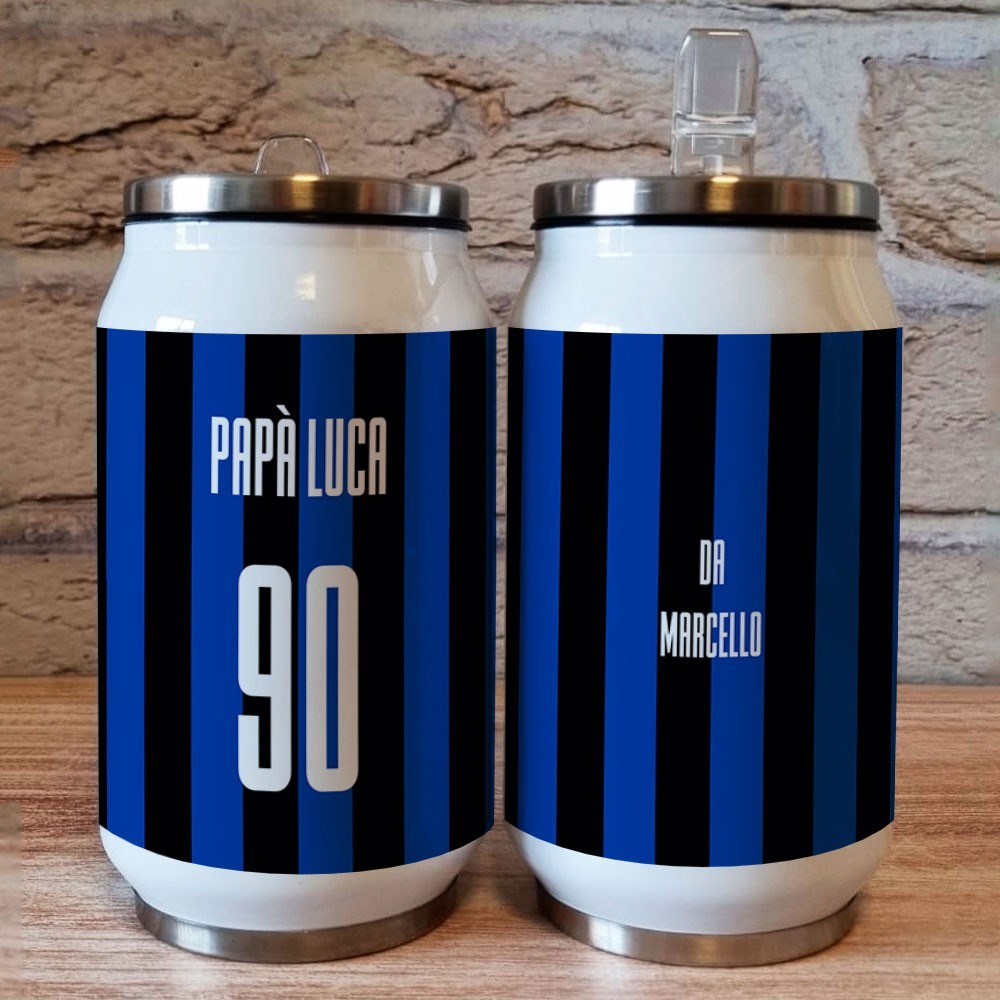 Borraccia lattina squadra di calcio personalizzata con nome e numero