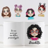 Tazza personalizzata con avatar personaggio femminile. Idea Regalo per Amiche, Colleghe e Parenti