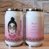 Lattina con personaggio avatar ragazza donna da personalizzare