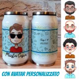 Regalo personalizzato per il maestro borraccia lattina con avatar maestro personalizzato, nome e classe