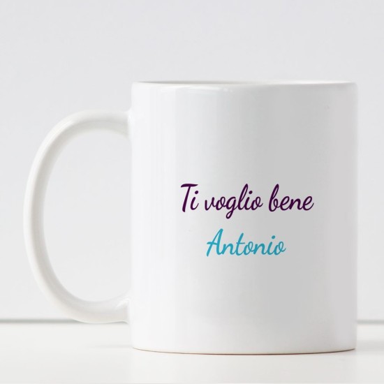 Tazza personalizzata per il papà con la scritta "Io amo il mio papà" ed il nome del bambino/bambina