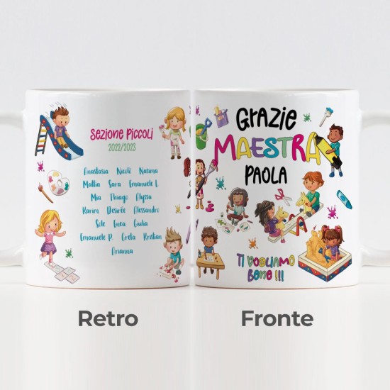 tazza regalo maestra scuola d'infanzia asilo nido nomi bambini