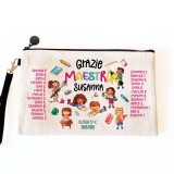 Pochette/astuccio regalo per la maestra della scuola elementare, personalizzata con design di bambini e nomi