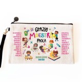 Pochette/astuccio regalo per la maestra della scuola d'infanzia o asilo nido, personalizzata con design di bambini e nomi