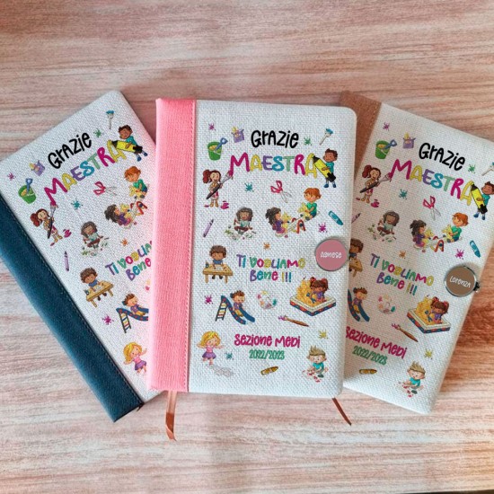 Taccuino regalo per la maestra della scuola d'infanzia o asilo nido, personalizzato con nome e classe / aula / sezione