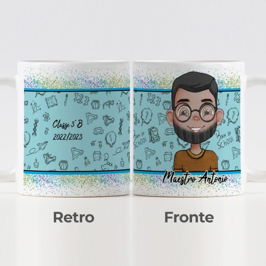 Tazza regalo con maestro Avatar personalizzato con vestiti, viso, capelli, e classe
