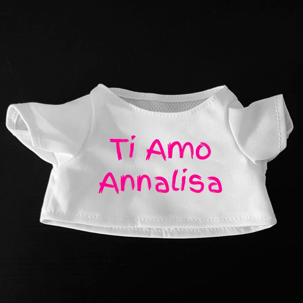 Maglietta per peluche personalizzata con foto o testo