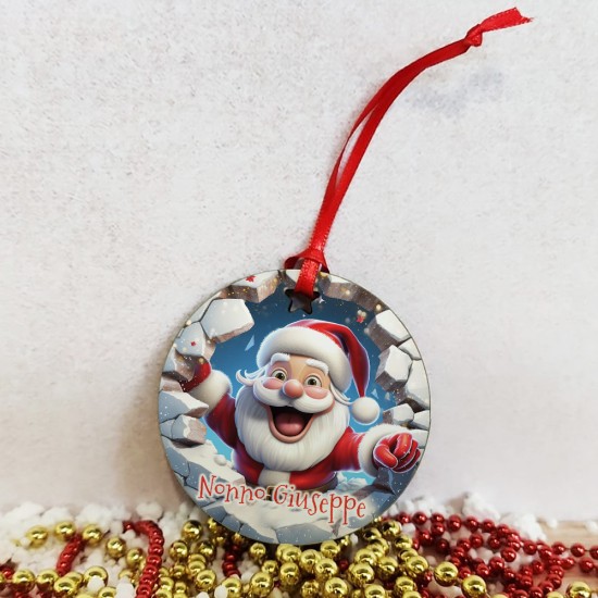 regalo natale pallina di Natale con babbo natale simpatico