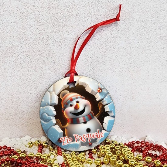 pallina natale personalizzata pupazzo di neve e nome