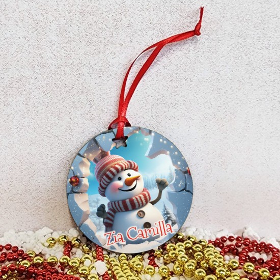pallina di Natale personalizzata pupazzo neve