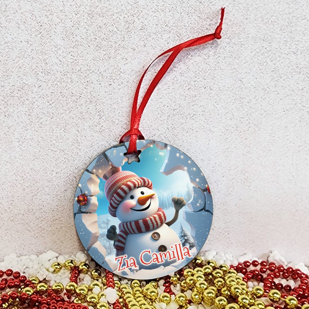 pallina di Natale personalizzata pupazzo neve