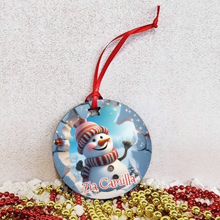 pallina di Natale personalizzata pupazzo neve