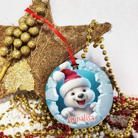 pallina di natale orsetto polare e nome