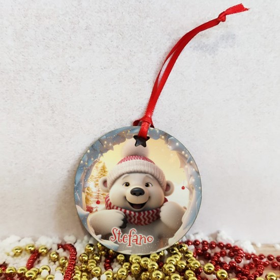pallina di natale orso polare e nome
