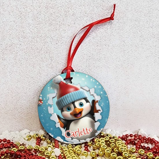 pallina di natale piccolo pinguino e nome