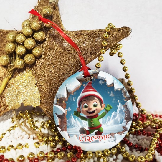 pallina di natale piccolo elfo e nome