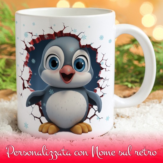 tazza natale personalizzata pinguino e nome
