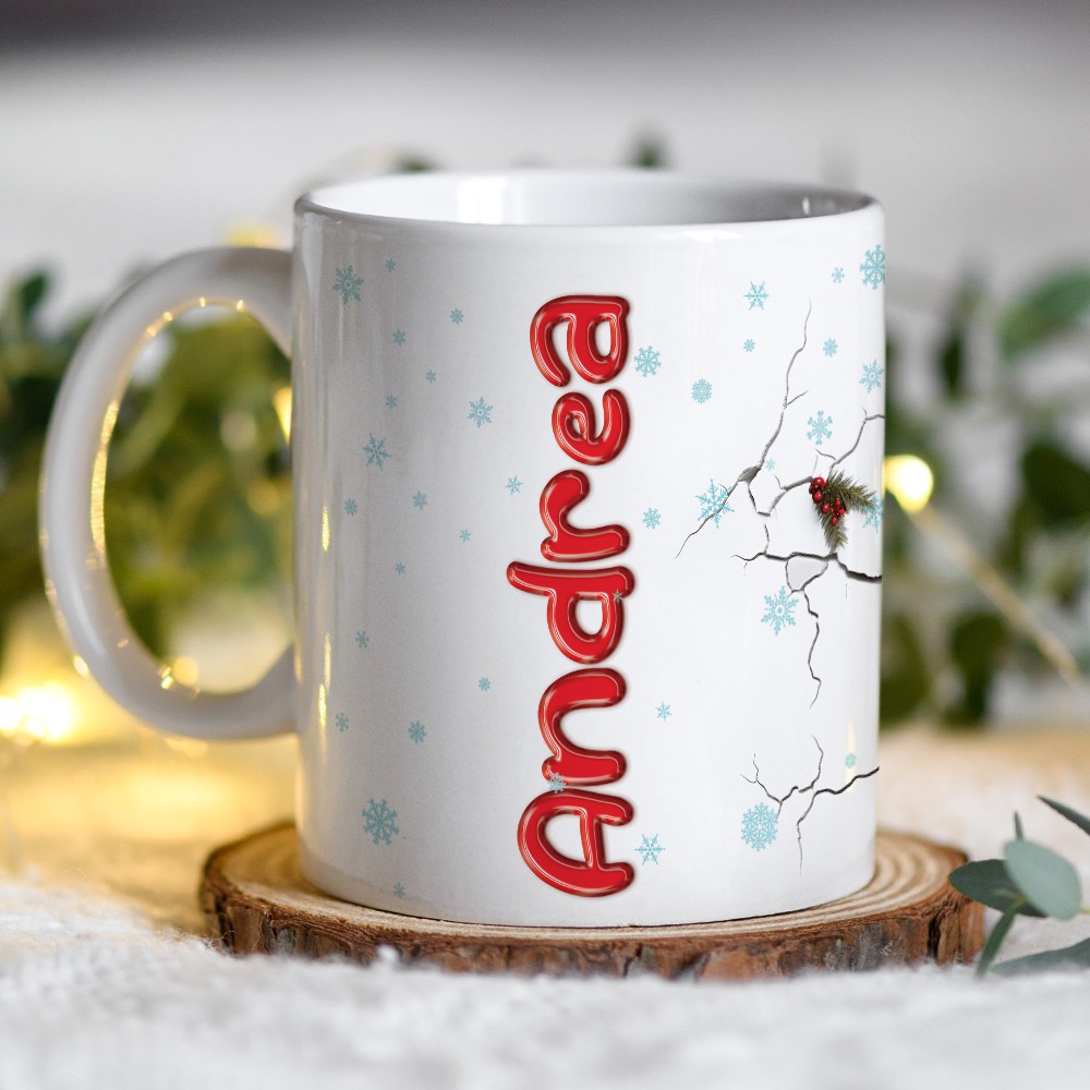 Tazza regalo di Natale personalizzata pupazzo di neve e nome