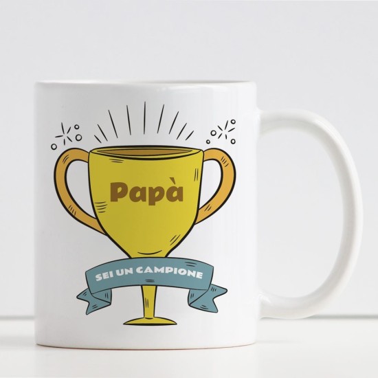 Tazza papà sei un campione personalizzata nome